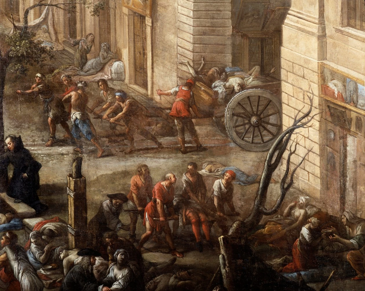 Veduta del Cours Belsunce, Marsiglia, durante la peste del 1720 - Musee des Beaux, Arts, Marseille, dettaglio 9